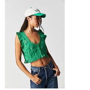 NWOT Free People All The Ways Top - Green